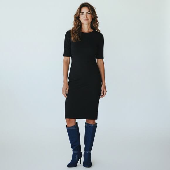 6.5 Monroe & Main royal blue suede knee-high boots with snakeskin trim chic sexy - Picture 2 of 16